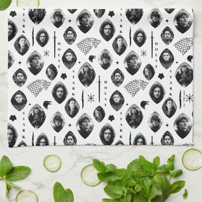 House Stark Icons & Portraits Pattern Tea Towel (Folded)