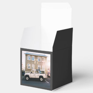 House Themed, A White Jeep Truck Is Parked In Fron Favour Box