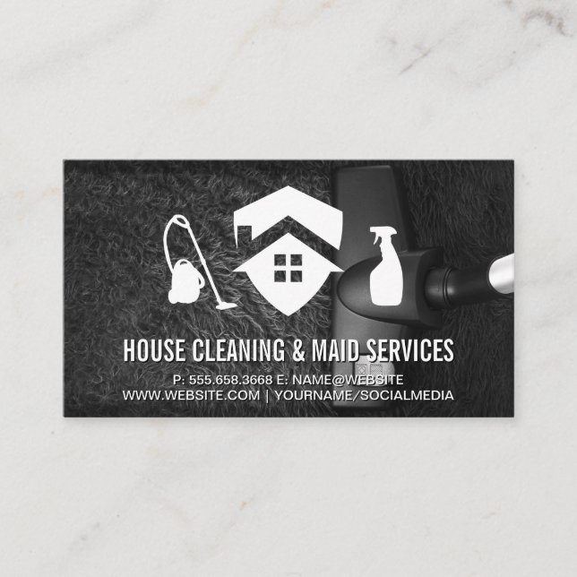 House | Vacuum | Spray | Carpet Cleaning Business Card (Front)