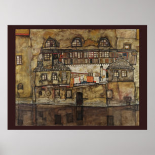 House Wall on River by Egon Schiele Poster