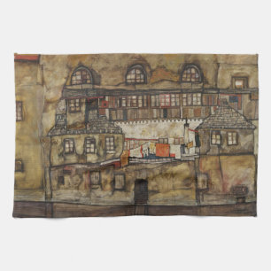 House Wall on River by Egon Schiele Tea Towel