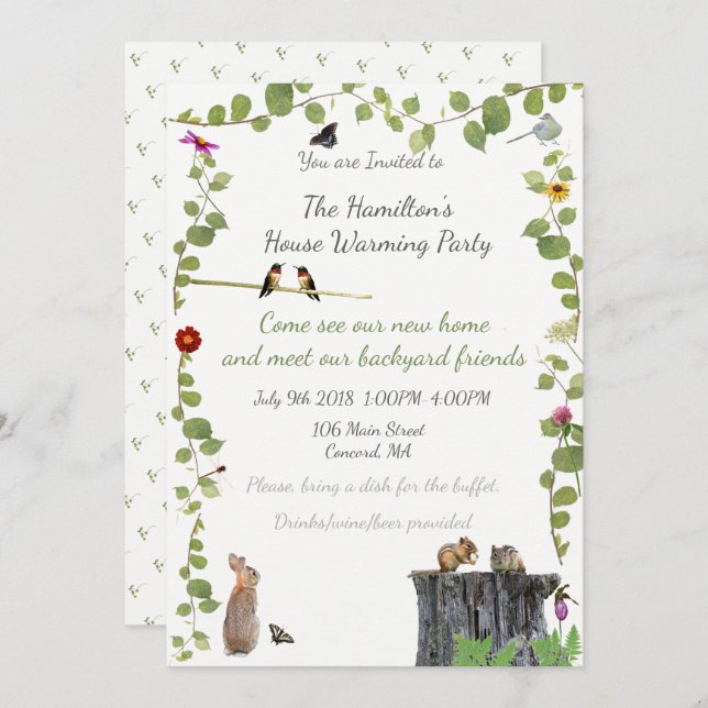 House Warming Outdoor Party: invitations (Front/Back)