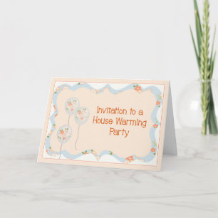 House Warming Party Invitation Balloons & Flowers