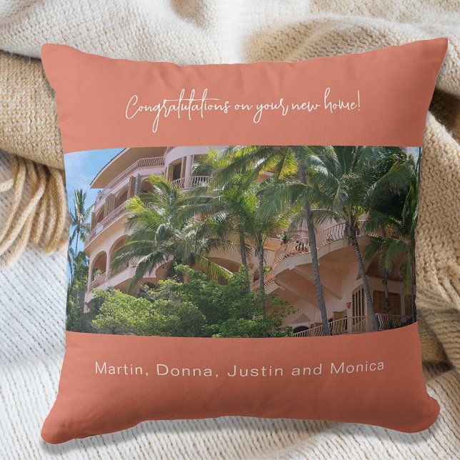 House warming photo names terracotta dusto brown cushion (Creator Uploaded)