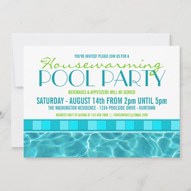 House Warming Pool Party Invitations (Front)