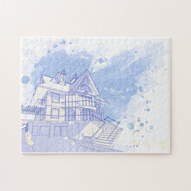 house: watercolor draw jigsaw puzzle (Horizontal)