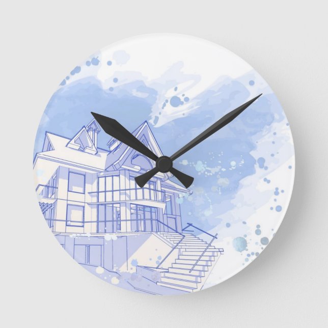 house: watercolor draw round clock (Front)