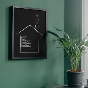 House with Family's Names Personalised Poster