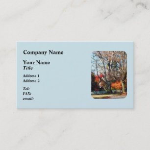 House With Picket Fence in Autumn Business Card
