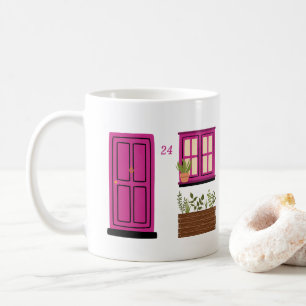 House with Pink Door with Custom Quote Coffee Mug
