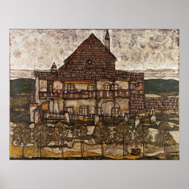 House with Shingle Roof by Egon Schiele Poster (Front)