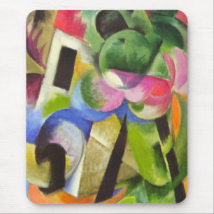House with Trees by Franz Marc, Vintage Fine Art Mouse Pad