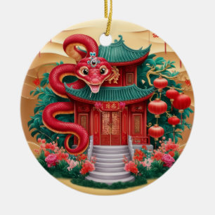 House Wood Snake Ceramic Ornament