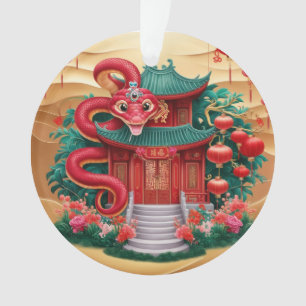 House Wood Snake  Ornament