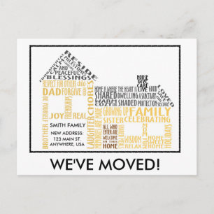 House Word Art, We've Moved Announcement Postcard