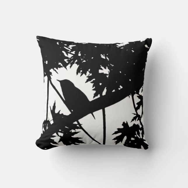 House Wren Silhouette Love Bird Watching Cushion (Front)