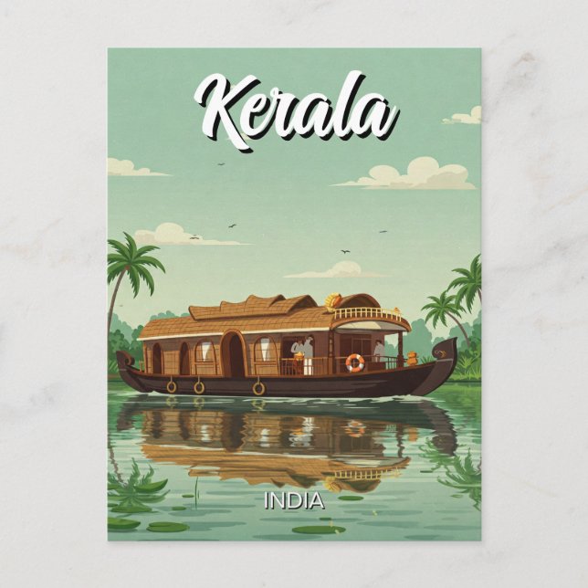 Houseboat in Kerala India Postcard (Front)