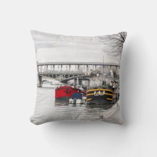 Houseboats moored near Pont Bir-Hakeim - Paris Cushion
