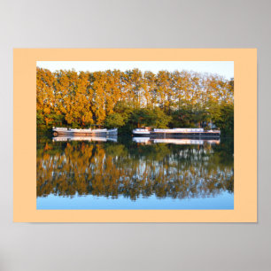 Houseboats on the river Rhone, France Poster