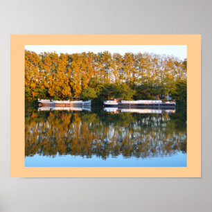 Houseboats on the river Rhone, France Poster