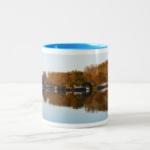Houseboats on the river Rhone Two-Tone Coffee Mug