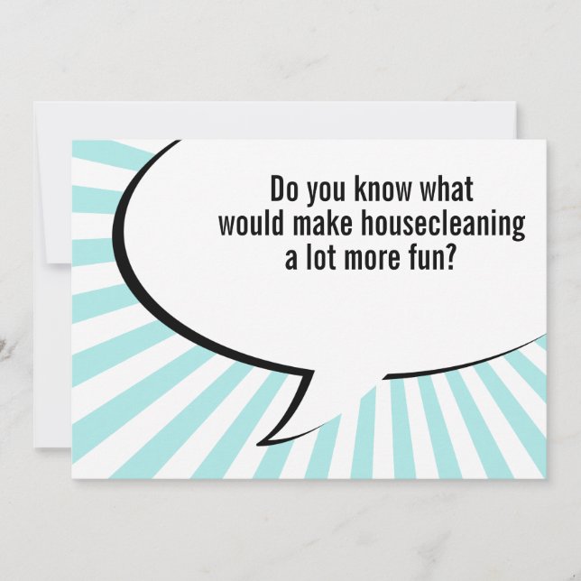 housecleaning maid joke invitation (Front)