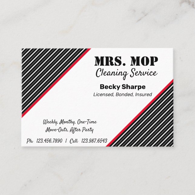 Housecleaning, Maid Service, etc. Business Card (Front)