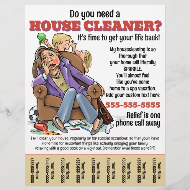 Housecleaning Mothers Helper House Cleaner Promo Flyer (Front)