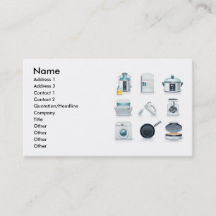 Household appliances icons (5), Name, Address 1... Business Card