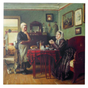 Household Conversation (by Konstantin Makovsky) Ceramic Tile