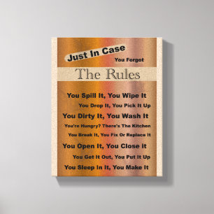 Household Rules Canvas Print