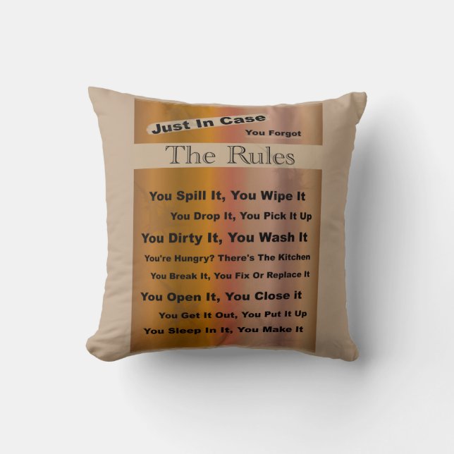 Household Rules Polyester Pillow (Front)