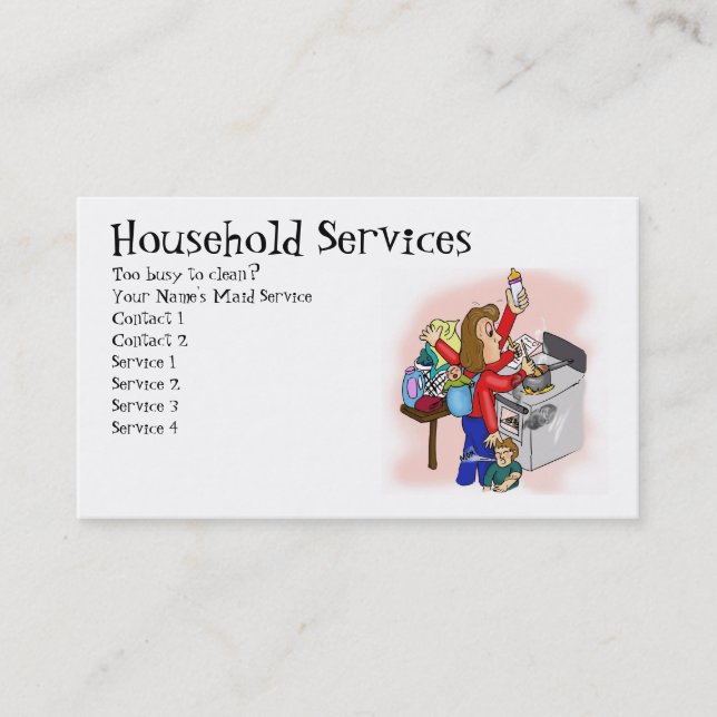 Household Services Business Card (Front)