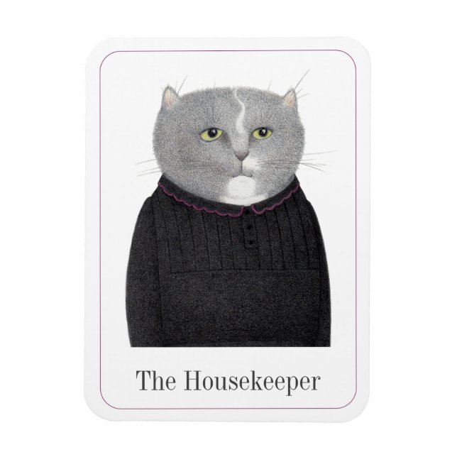 HOUSEKEEPER CAT 3x4 Flexible Magnet + Text II (Vertical)