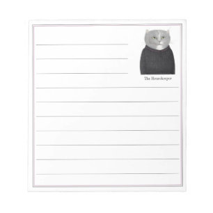 HOUSEKEEPER CAT 5.5x6 Notepad + Lines