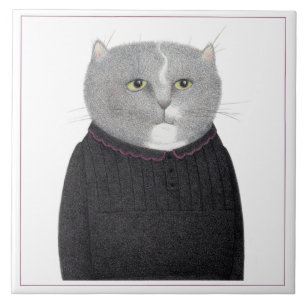 HOUSEKEEPER CAT 6" Square Ceramic Tile