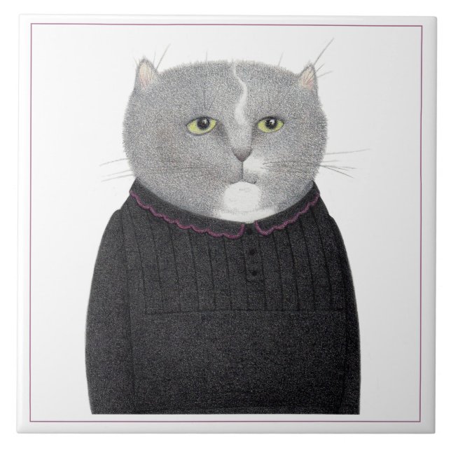 HOUSEKEEPER CAT 6" Square Ceramic Tile (Front)