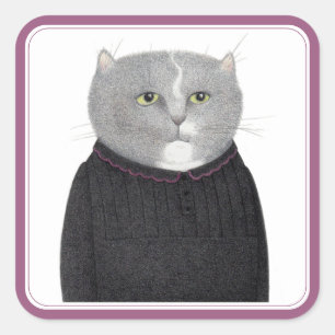 HOUSEKEEPER CAT Large Square Stickers