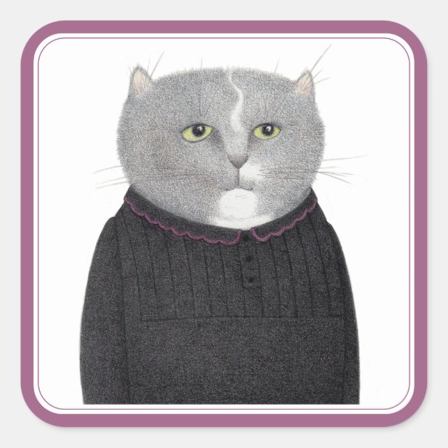 HOUSEKEEPER CAT Large Square Stickers (Front)