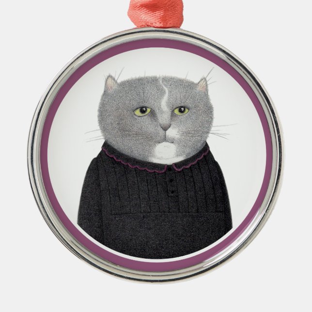 HOUSEKEEPER CAT Premium Round Ornament (Front)