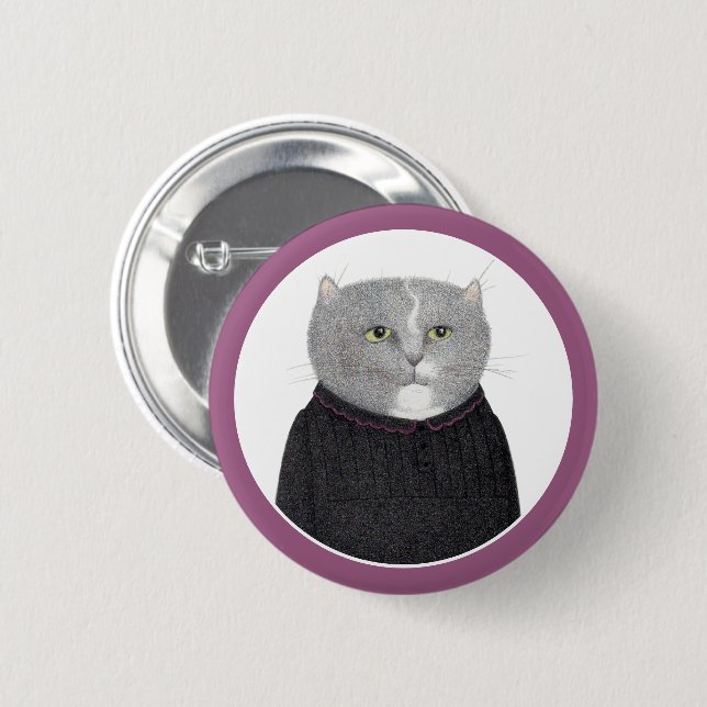 HOUSEKEEPER CAT Round Pin Button (Front & Back)