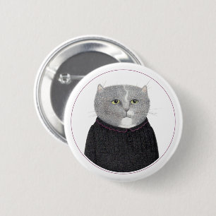 HOUSEKEEPER CAT Round Pin Button II