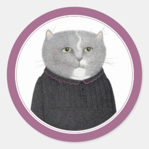 HOUSEKEEPER CAT Small Round Stickers