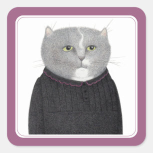 HOUSEKEEPER CAT Small Square Stickers
