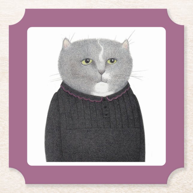 HOUSEKEEPER CAT Ticket Paper Coasters  (Front)