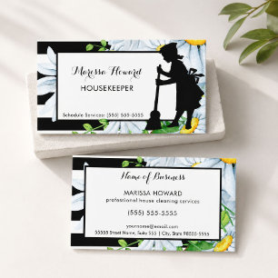Housekeeper Floral Silhouette Business Card