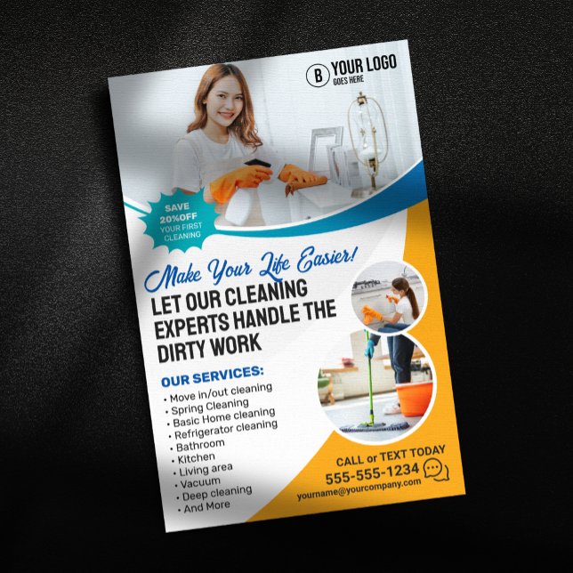 Housekeeper House Office Cleaning Maid Service Flyer (Creator Uploaded)