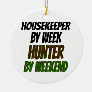 Housekeeper Loves Hunting Ceramic Ornament