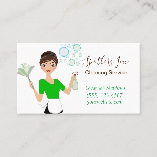 Housekeeper Maid Sparkle House Cleaning Services Business Card (Front)