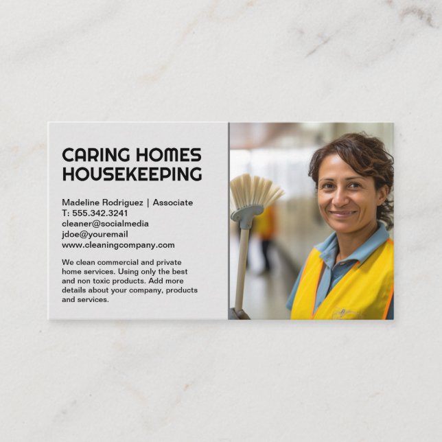 Housekeeper Smiling | Maid Services Business Card (Front)